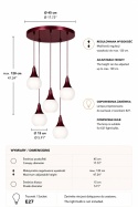 Lampa wisząca 5xE27 Lacrima Wine