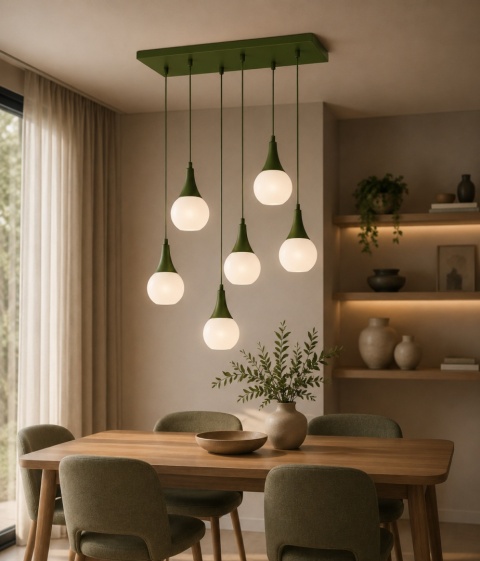 Lampa wisząca 6xE27 Lacrima Khaki
