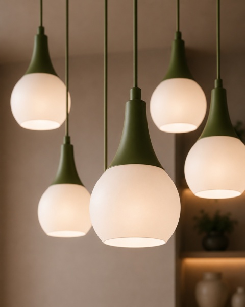 Lampa wisząca 6xE27 Lacrima Khaki