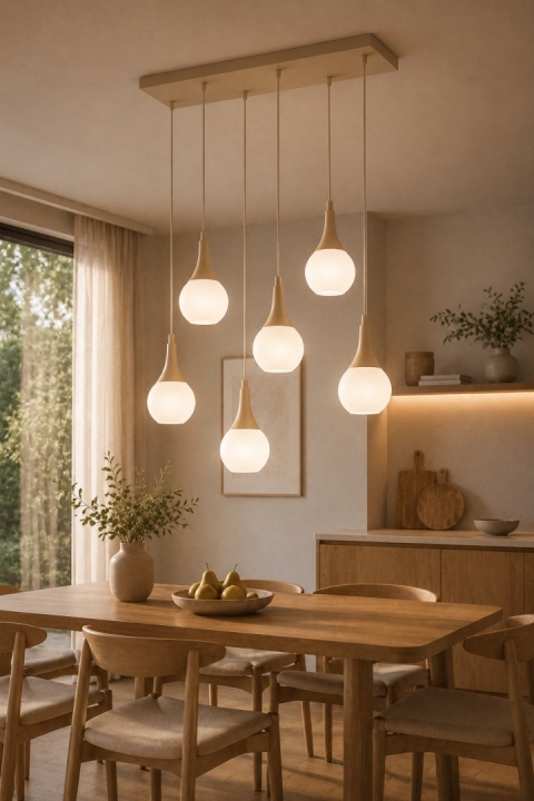 Lampa wisząca 6xE27 Lacrima Latte