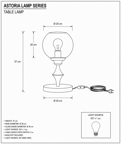 Lampka nocna 1xE27 Astoria