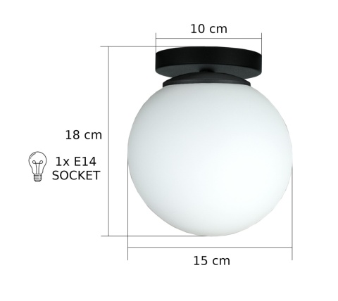 Lampa sufitowa 1xE27 MONDI BLACK