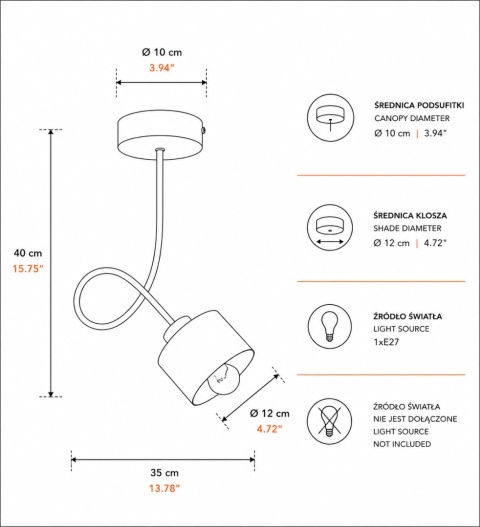 Lampa sufitowa 1xE27 SIMPLY BLACK/SILVER