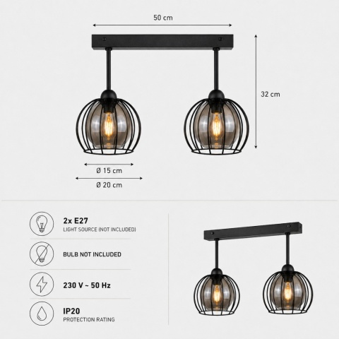 Lampa sufitowa 2xE27 SOLO BLACK