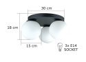 Ceiling Lamp 3xE27 MONDI BLACK