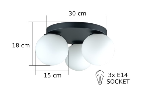 Ceiling Lamp 3xE27 MONDI BLACK