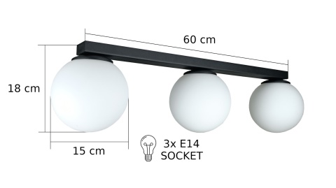 Ceiling Lamp 3xE14 MONDI BLACK