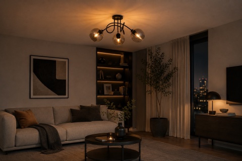 Ceiling Lamp 3xE27 RING BLACK