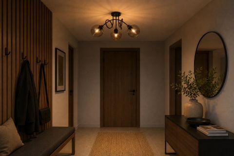 Ceiling Lamp 3xE27 RING BLACK