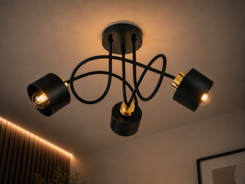 Lampa sufitowa 3xE27 SIMPLY BLACK/GOLD