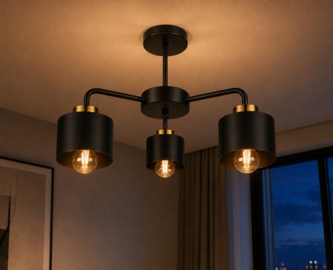 Ceiling Lamp 3xE27 SIMPLY BLACK/GOLD