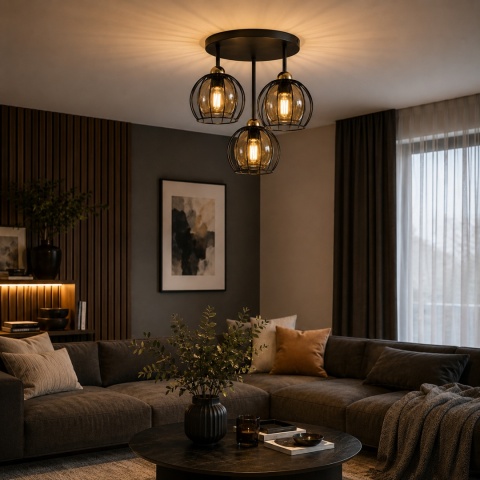Lampa sufitowa 3xE27 SOLO BLACK/GOLD