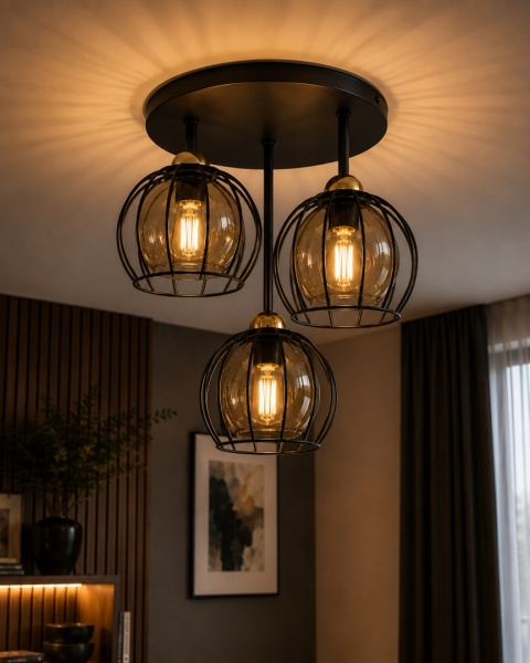 Lampa sufitowa 3xE27 SOLO BLACK/GOLD