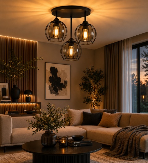Ceiling Lamp 3xE27 SOLO BLACK