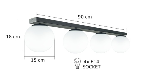 Ceiling Lamp 4xE14 MONDI BLACK