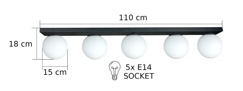 Lampa sufitowa 5xE27 MONDI BLACK