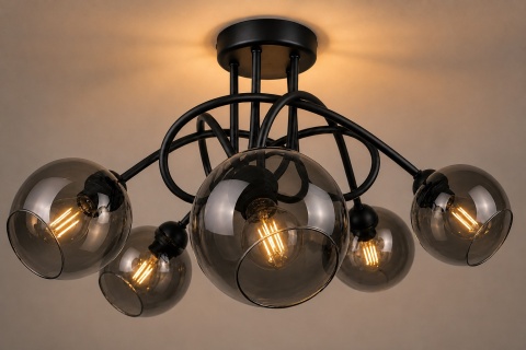 Lampa sufitowa 5xE27 RING BLACK