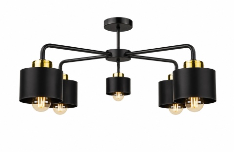 Lampa sufitowa 5xE27 SIMPLY BLACK/GOLD