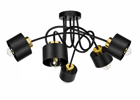 Ceiling Lamp 5xE27 SIMPLY BLACK/GOLD
