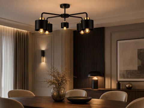 Lampa sufitowa 5xE27 SIMPLY BLACK/GOLD