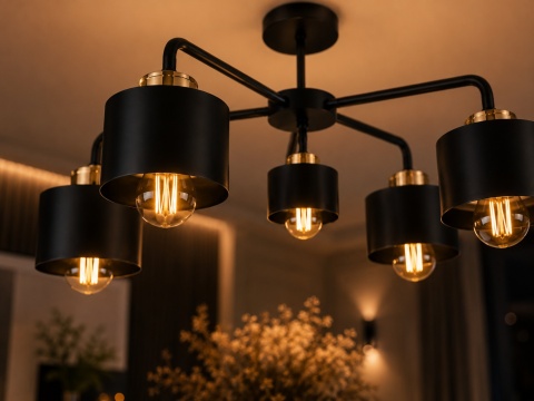 Lampa sufitowa 5xE27 SIMPLY BLACK/GOLD
