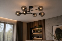 Lampa sufitowa 6xE27 VASCO BLACK/SMOKY