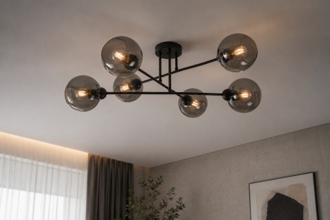 Ceiling Lamp 6xE27 VASCO BLACK/SMOKY