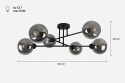 Ceiling Lamp 6xE27 VASCO BLACK/SMOKY