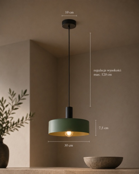 Lampa wisząca 1xE27 HAKI BLACK