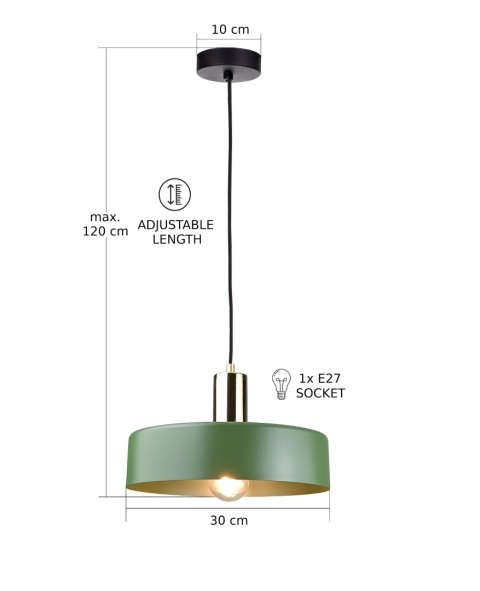 Lampa wisząca 1xE27 HAKI GOLD