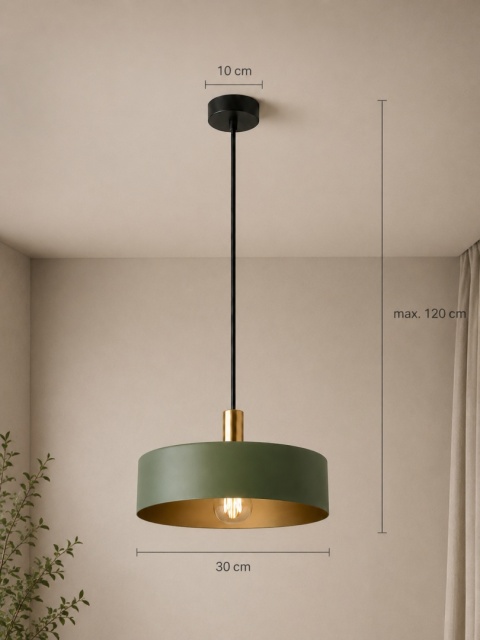 Lampa wisząca 1xE27 HAKI GOLD