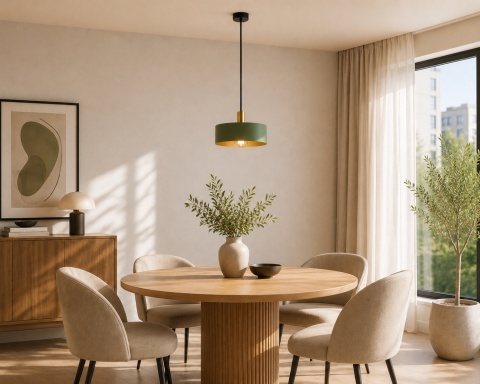 Lampa wisząca 1xE27 HAKI GOLD