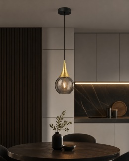 Lampa wisząca 1xE27 LACRIMA SMOKY/GOLD
