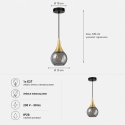 Lampa wisząca 1xE27 LACRIMA SMOKY/GOLD