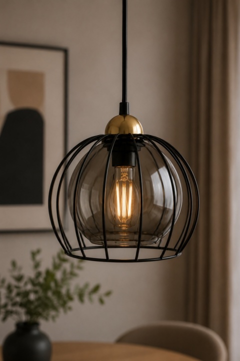 Lampa wisząca 1xE27 SOLO BLACK/GOLD