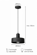 Lampa wisząca 1xE27 Velyo Black