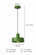 Lampa wisząca 1xE27 Velyo Khaki