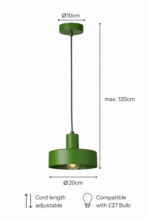 Lampa wisząca 1xE27 Velyo Khaki