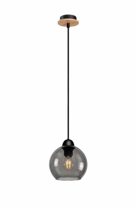 Pendant lamp 1xE27 YUNO WOOD BLACK/NATURAL