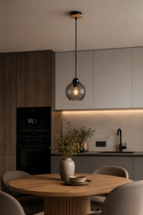 Pendant lamp 1xE27 YUNO WOOD BLACK/NATURAL