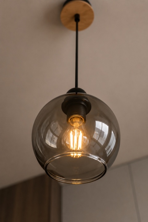 Pendant lamp 1xE27 YUNO WOOD BLACK/NATURAL