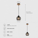 Pendant lamp 1xE27 YUNO WOOD BLACK/NATURAL