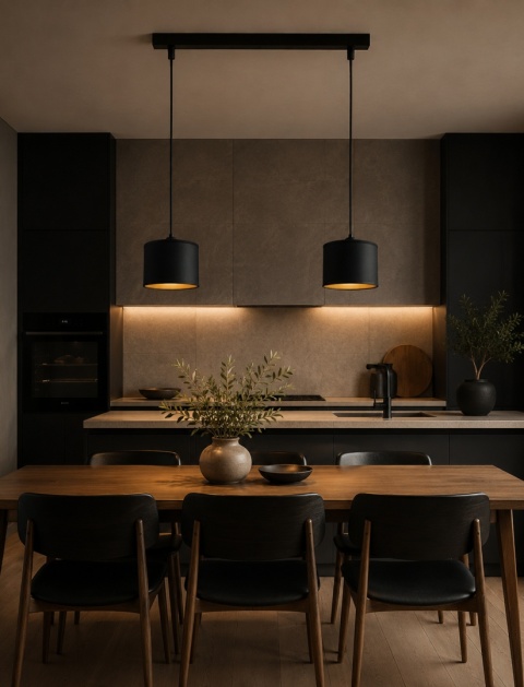 Pendant lamp 2xE27 FLOW BLACK