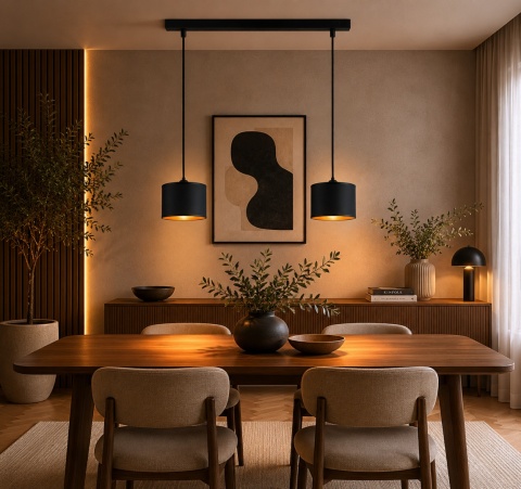 Pendant lamp 2xE27 FLOW BLACK