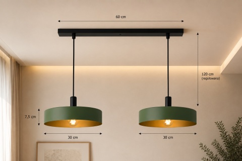 Pendant lamp 2xE27 HAKI BLACK