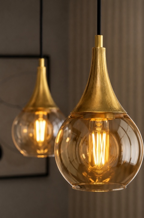 Lampa wisząca 2xE27 LACRIMA HONEY/GOLD
