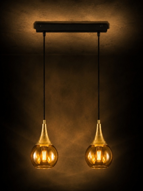 Lampa wisząca 2xE27 LACRIMA HONEY/GOLD