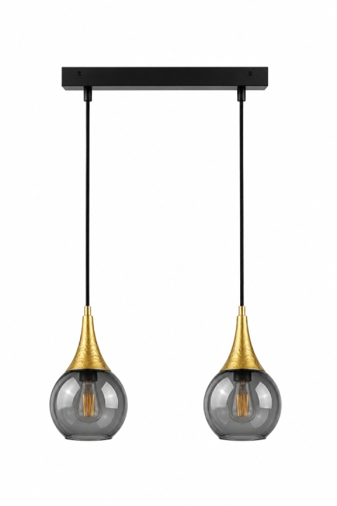 Pendant lamp 2xE27 LACRIMA SMOKY/GOLD