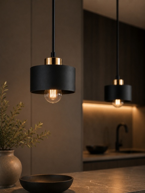 Pendant lamp 2xE27 SIMPLY BLACK/GOLD