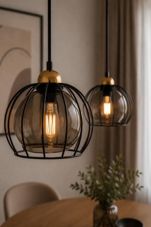 Pendant lamp 2xE27 SOLO BLACK/GOLD